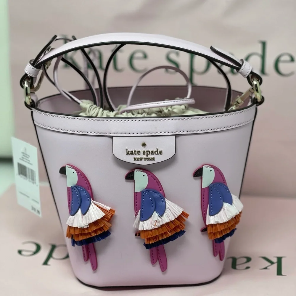 Kate spade pink Flock Party Parrot Bucket Bag - Picture 2 of 9